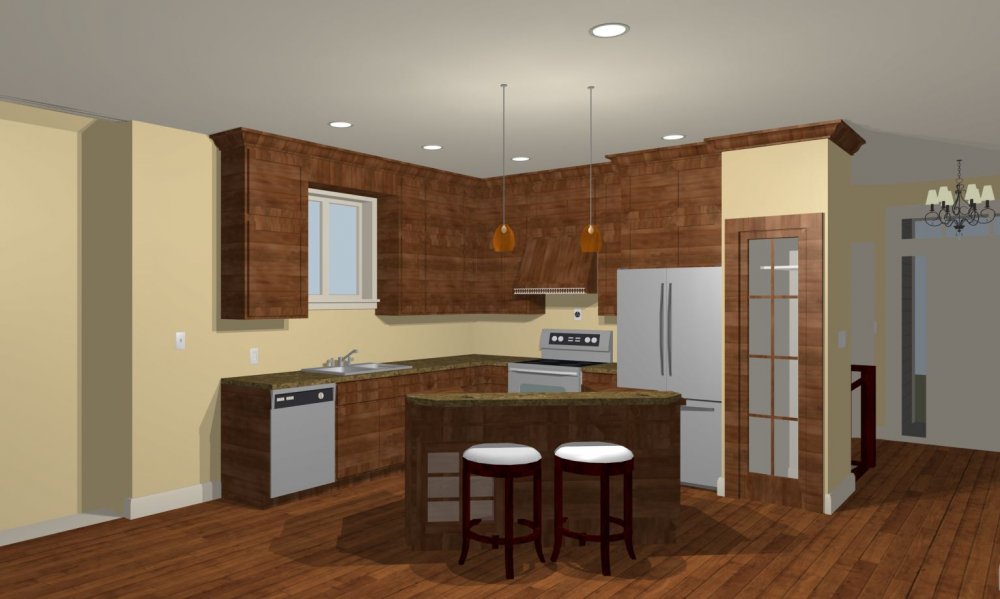 House Plan E1582-10 Interior Kitchen 3D Area