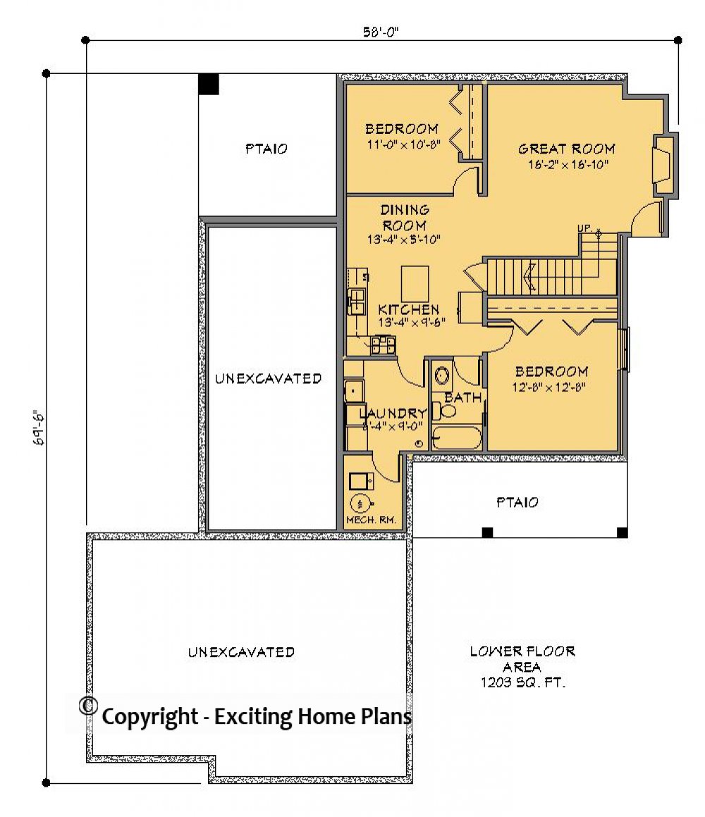 House Plan E1323-10 Lower Floor Plan