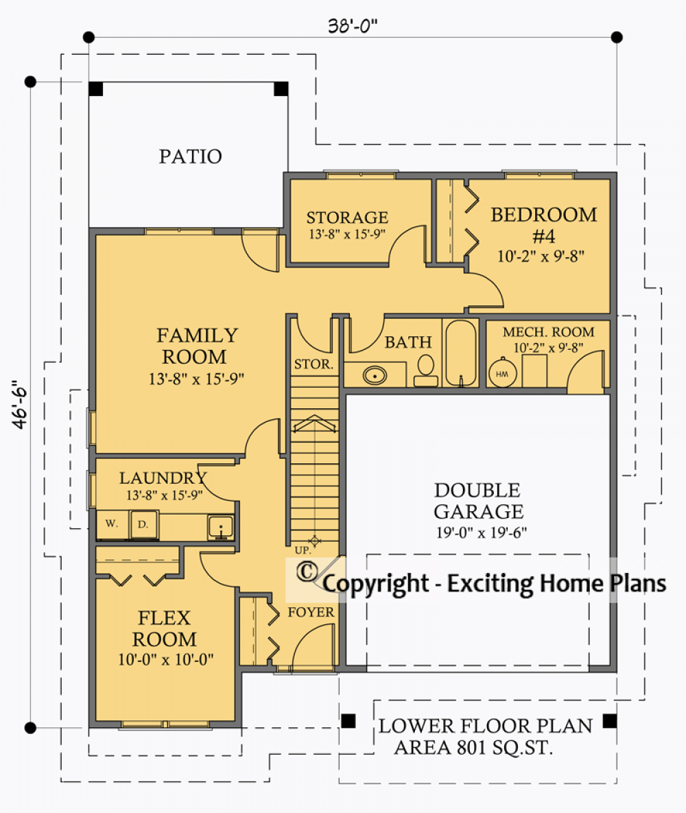 House Plan E1036-10 Lower Floor Plan