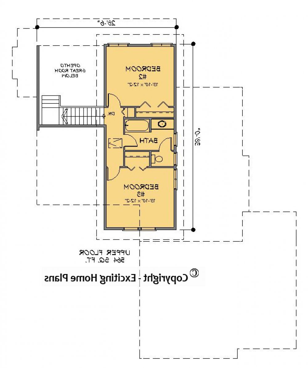House Plan E1322-10 Upper Floor Plan REVERSE
