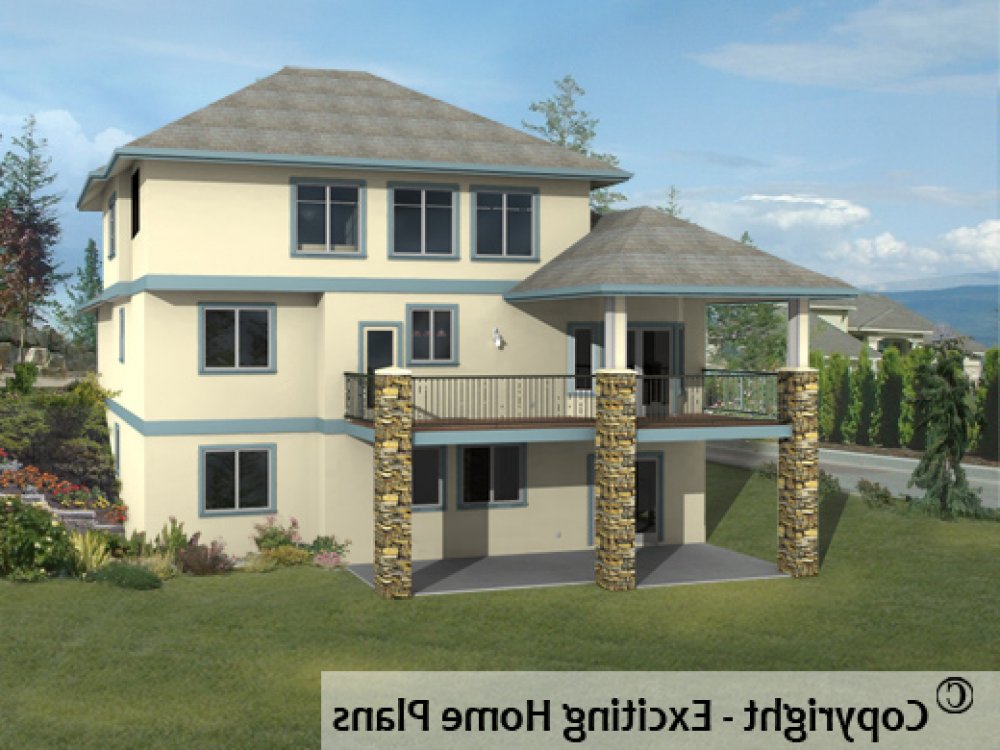 House Plan E1147-10 Rear 3D View REVERSE