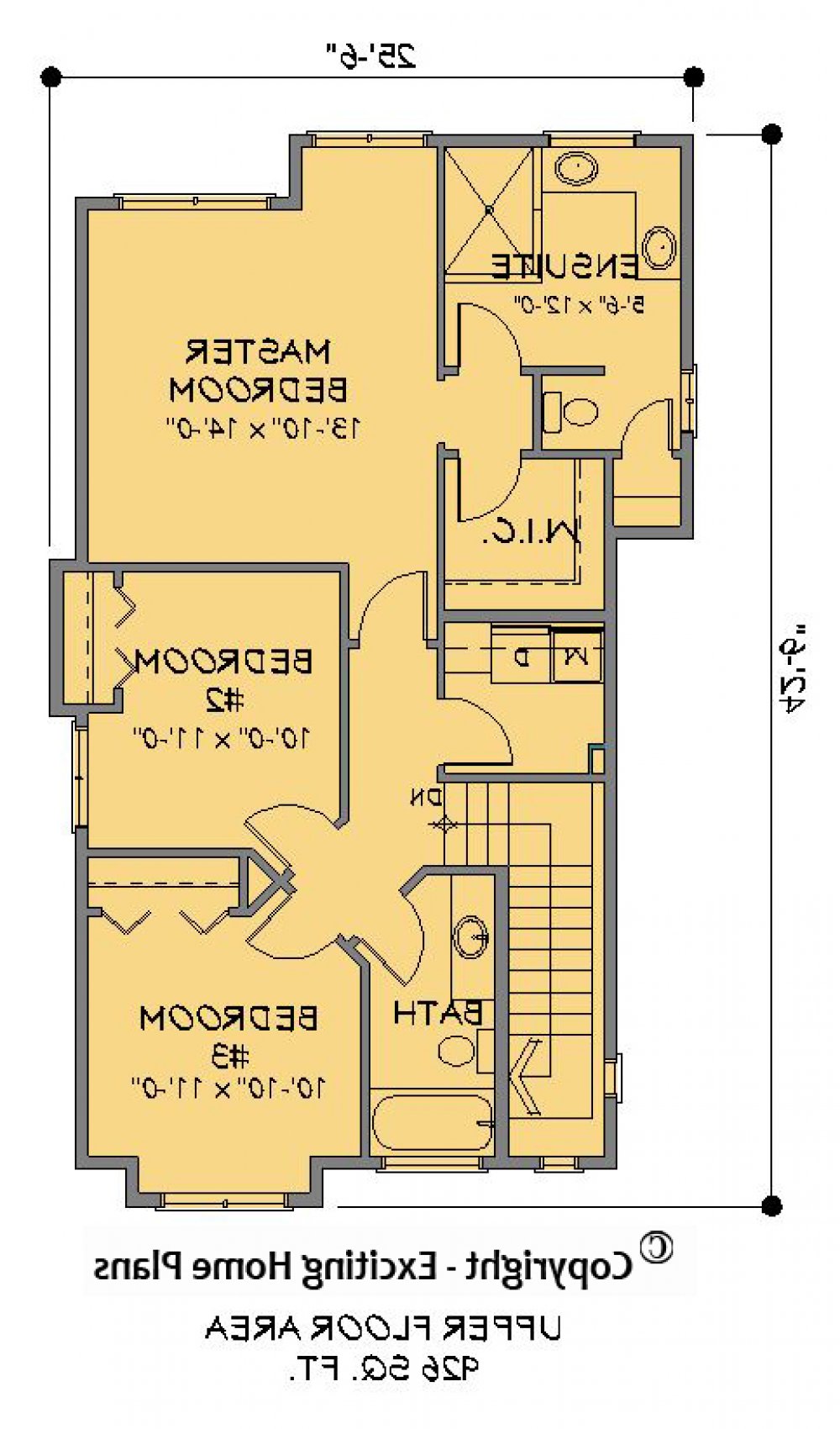 House Plan E1205-10 Upper Floor Plan REVERSE
