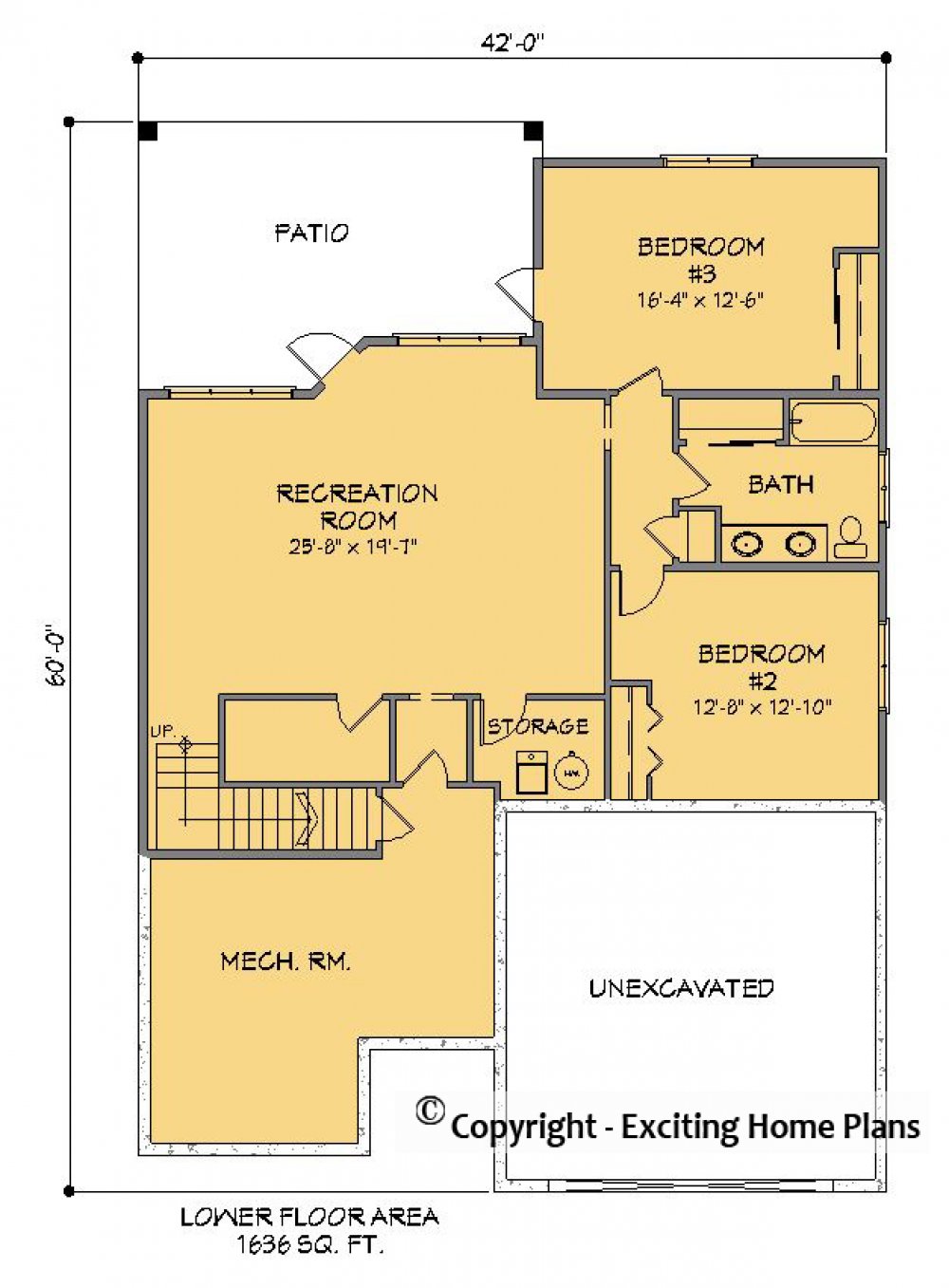 House Plan E1374-10  Lower Floor Plan