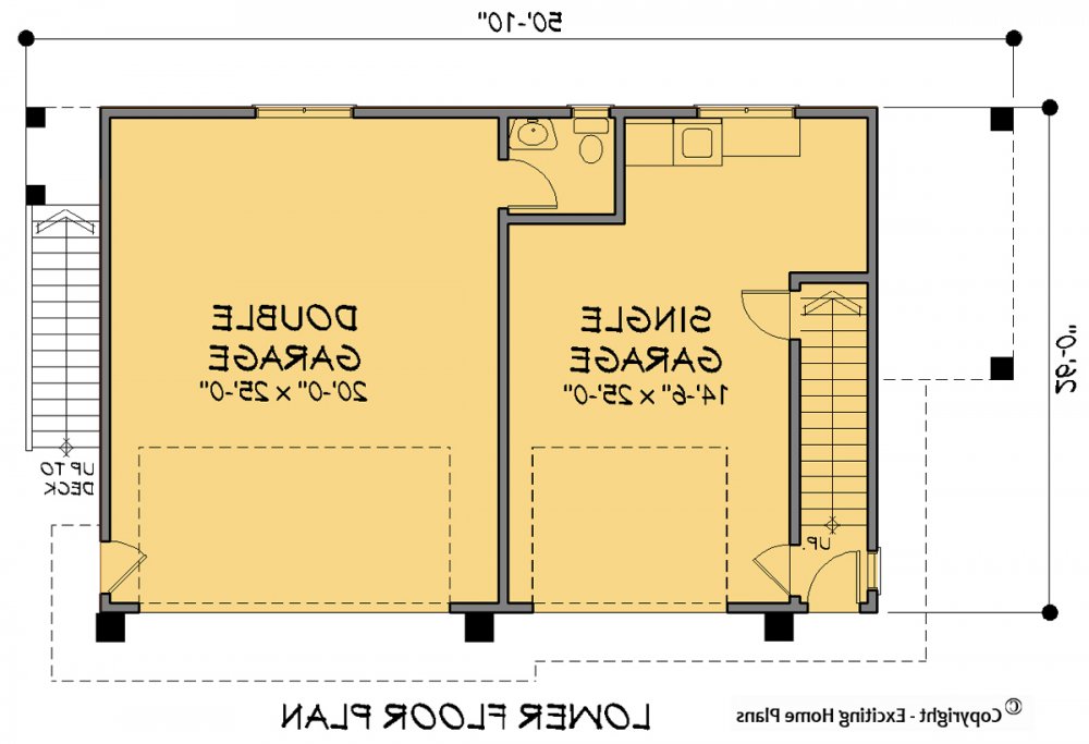 House Plan E1186-10 Lower Floor Plan REVERSE
