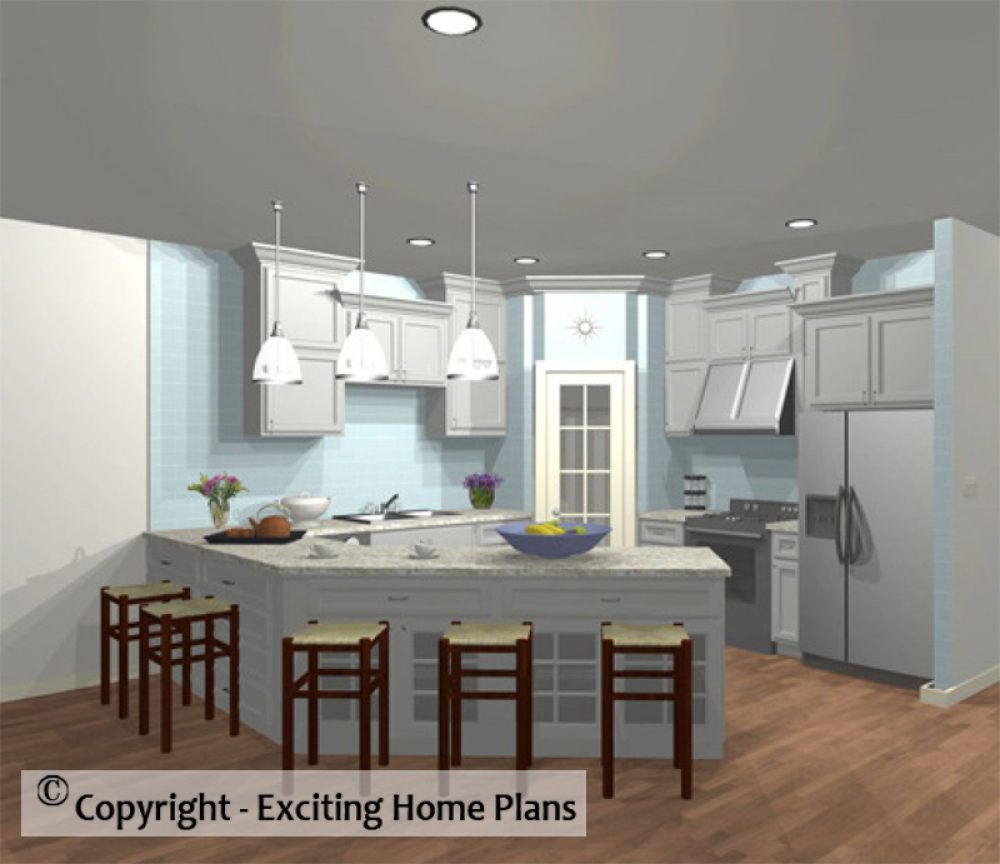 House Plan E1021-10 Interior Kitchen 3D Area