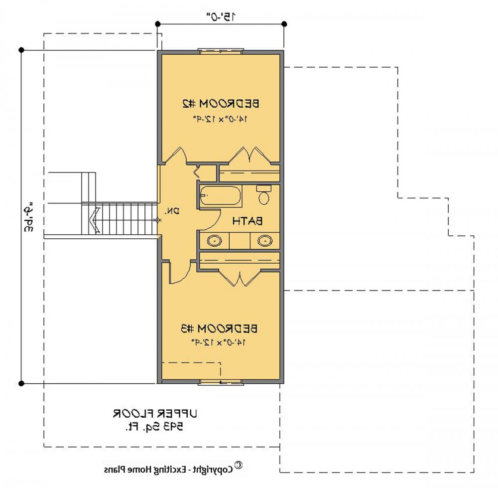 House Plan E1462-10 Upper Floor Plan REVERSE
