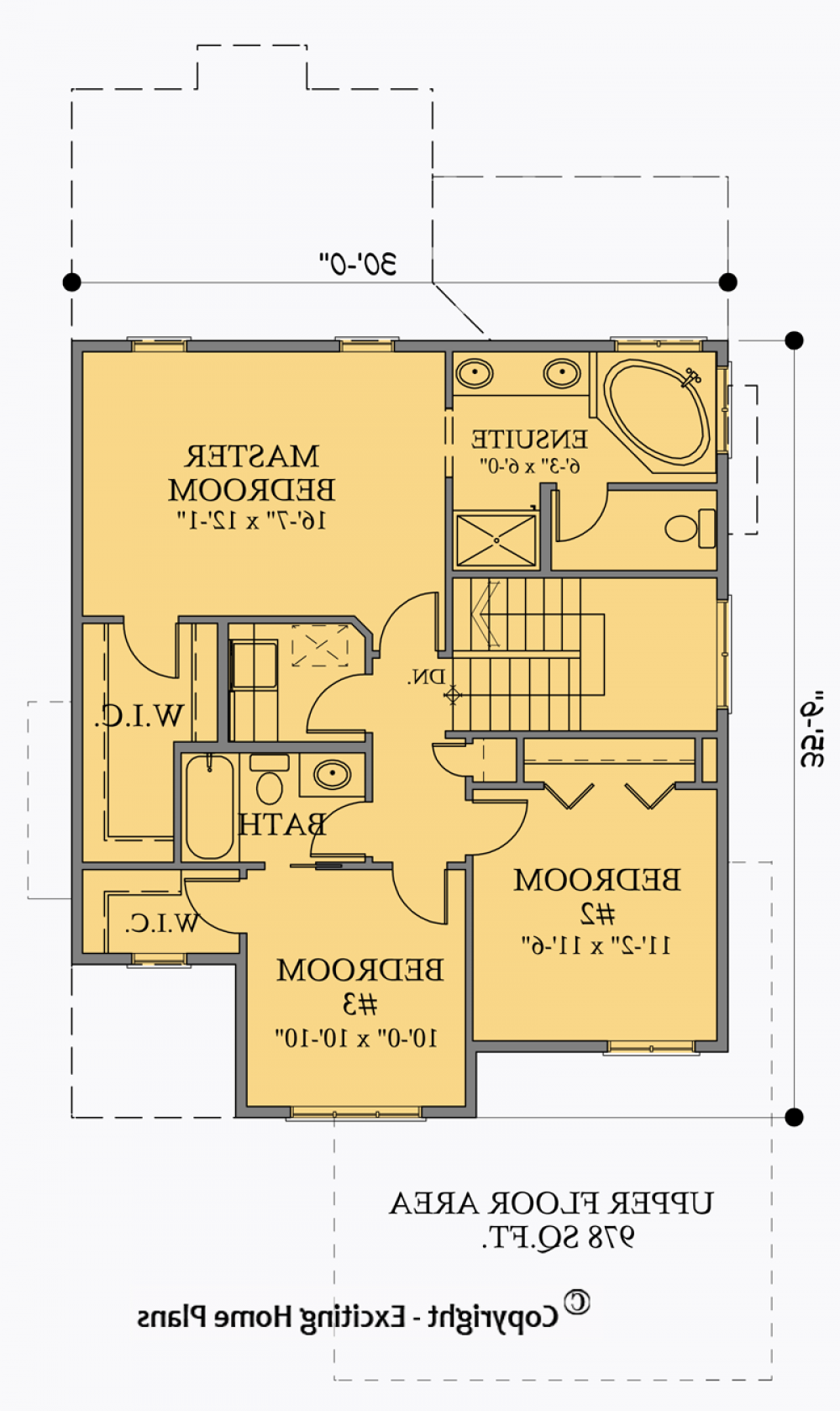 House Plan E1026-10 Upper Floor Plan REVERSE