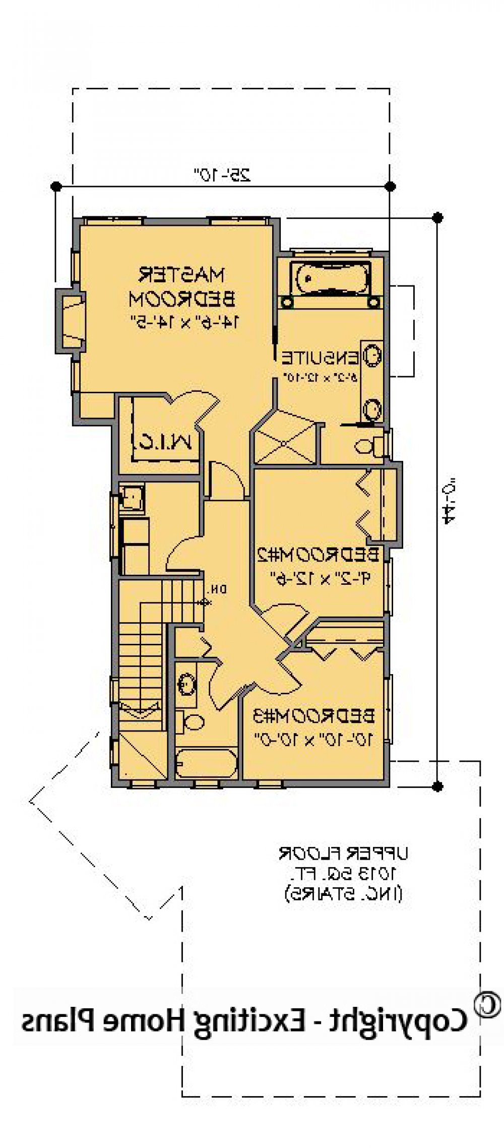 House Plan E1291-10 Upper Floor Plan REVERSE
