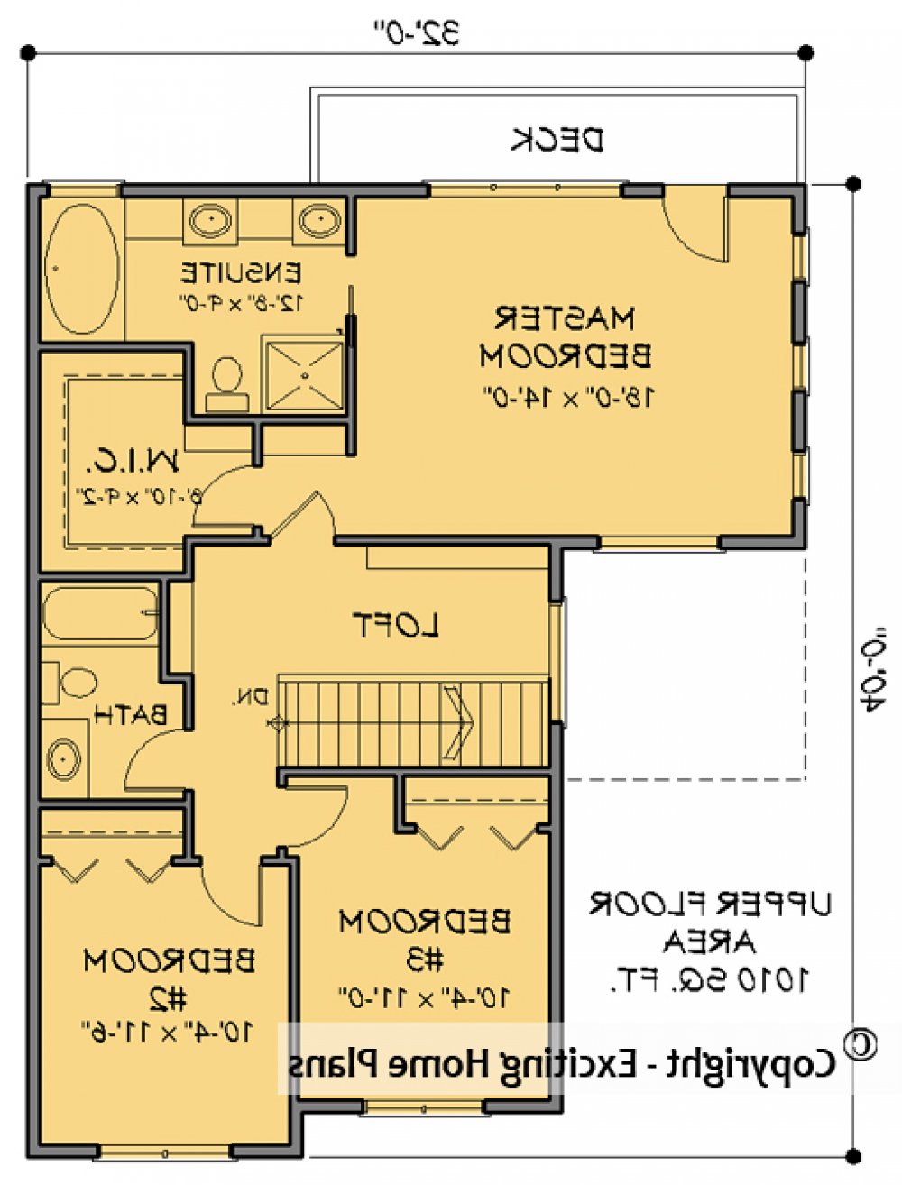 House Plan E1585-10M Upper Floor REVERSE