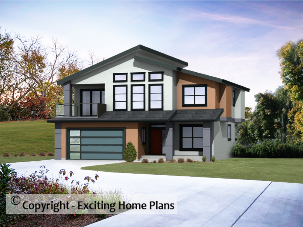 House Plan E1686-12M Front 3D View