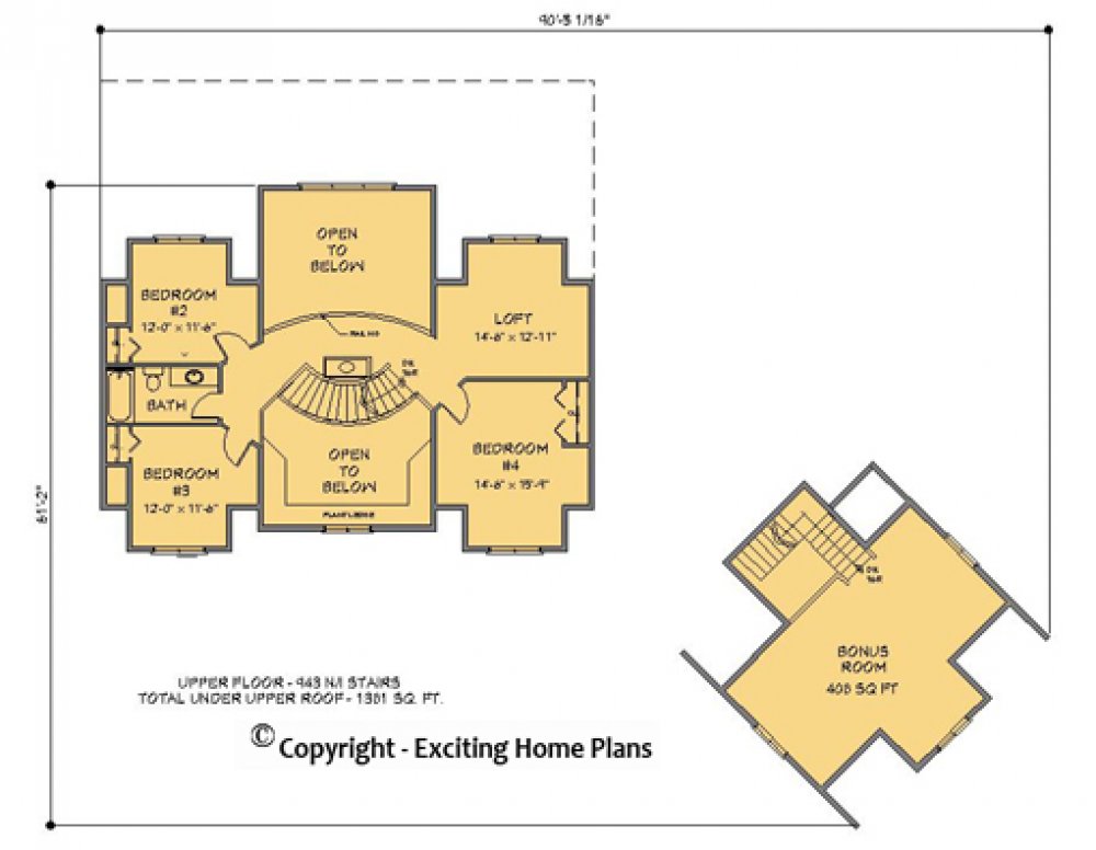 House Plan E1087-10 Upper Floor Plan