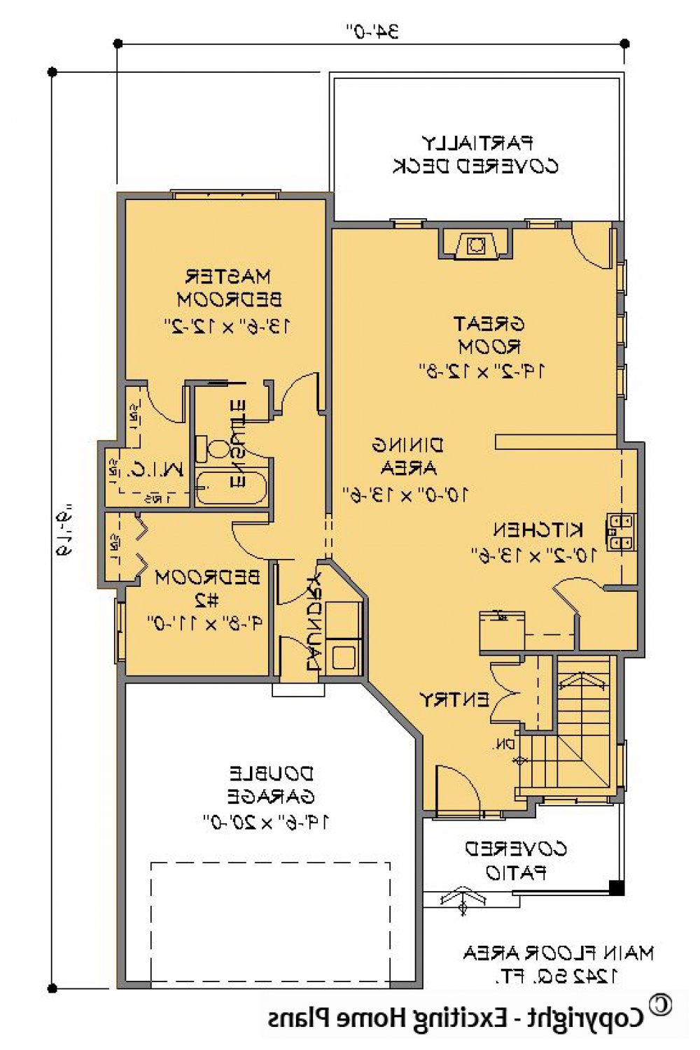 House Plan E1580-10  Main Floor Plan REVERSE