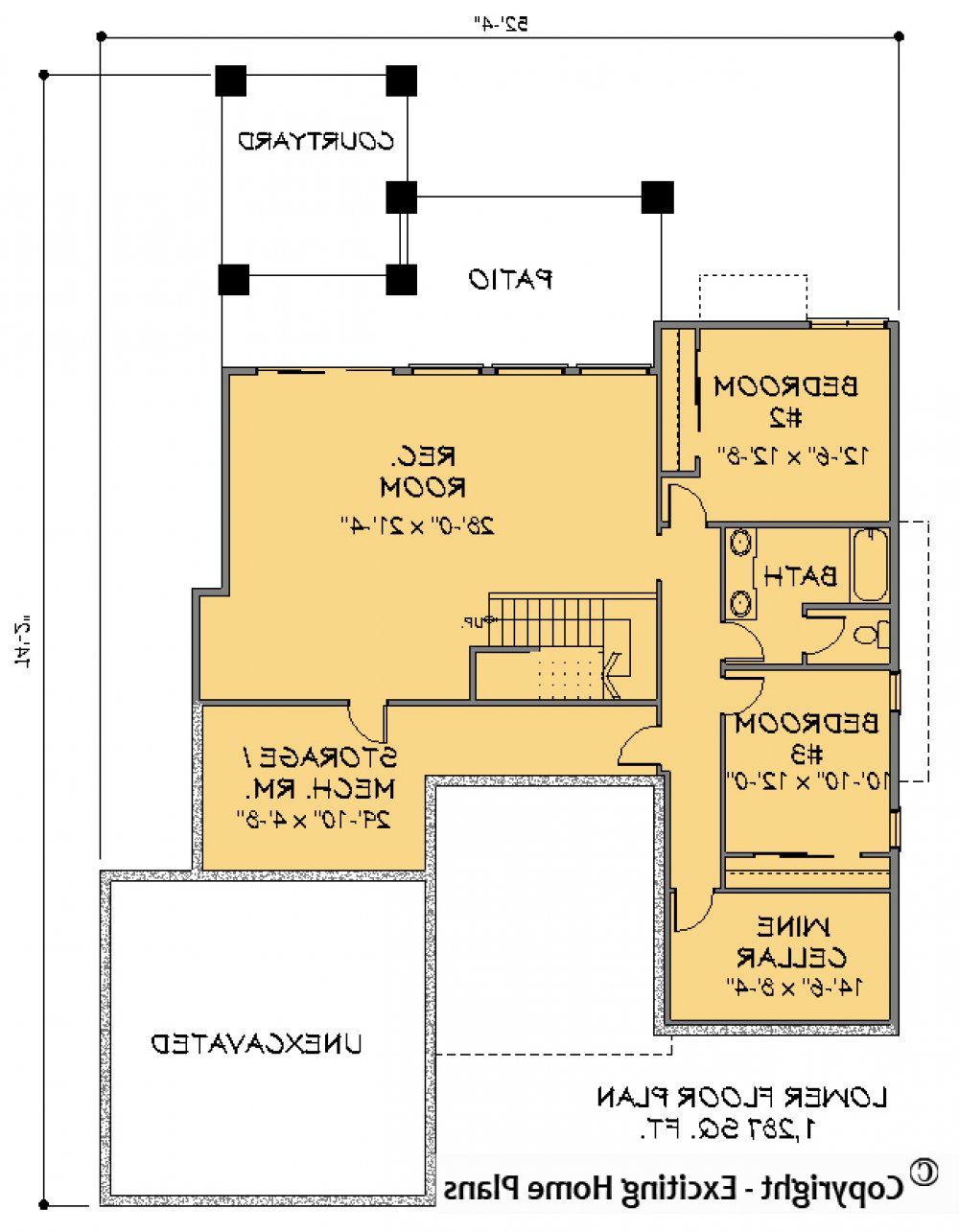 House Plan E1415-10 Lower Floor Plan REVERSE