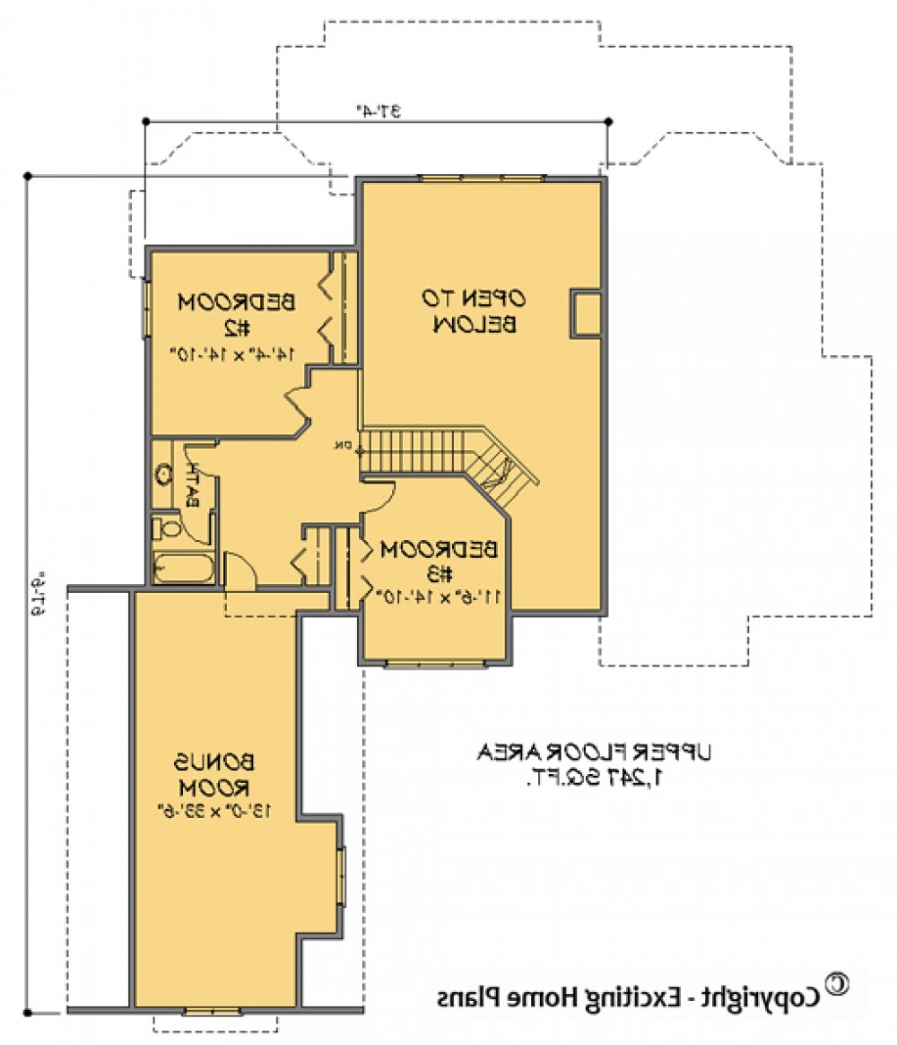 House Plan E1144-10 Upper Floor Plan REVERSE