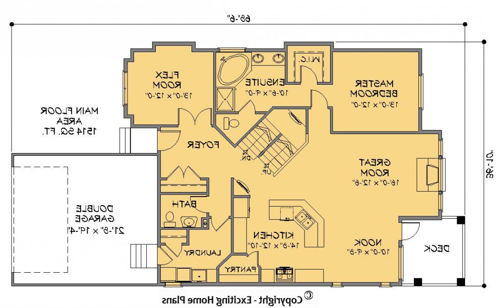 House Plan E1225-10  Main Floor Plan REVERSE