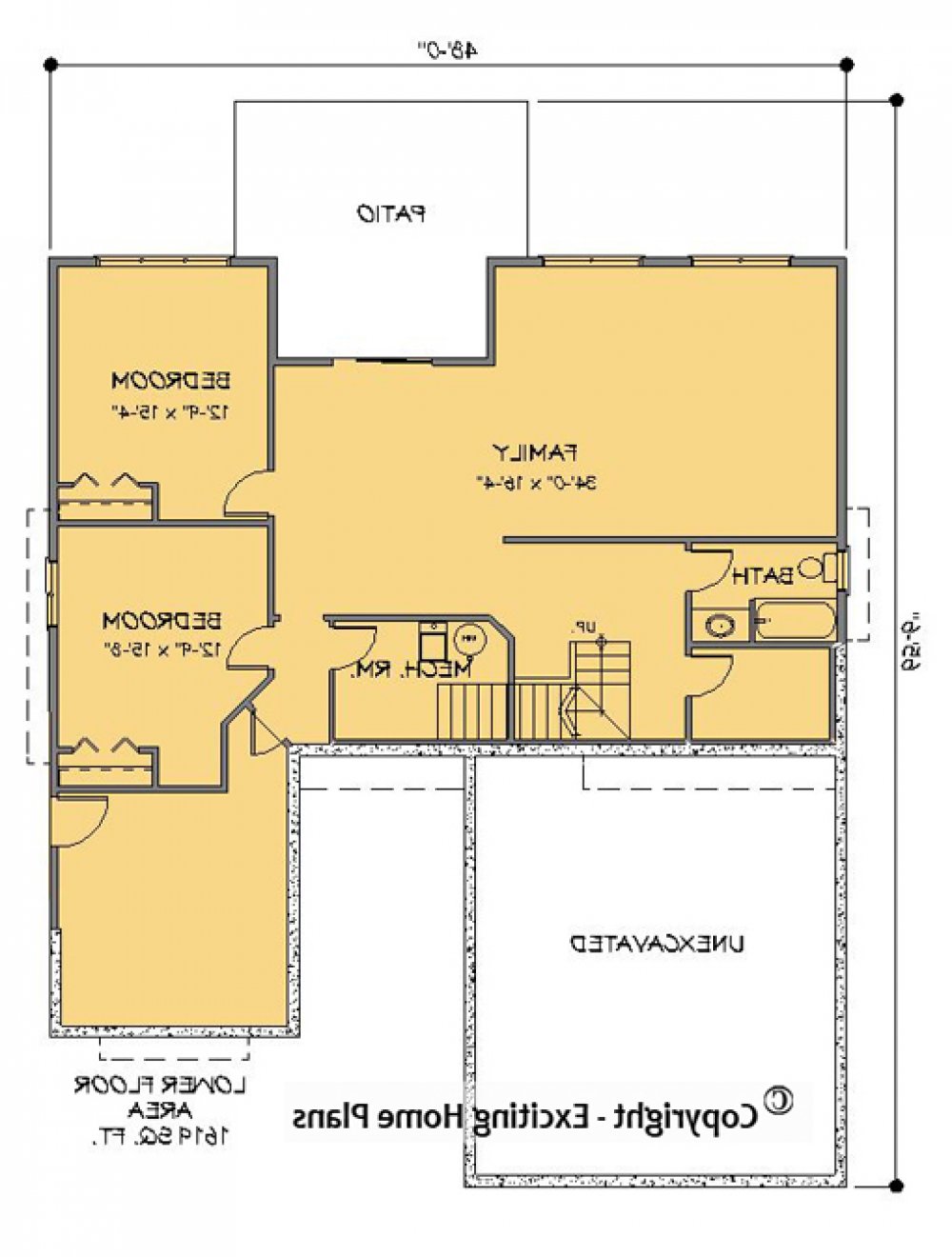 House Plan E1060-10 Lower Floor Plan REVERSE