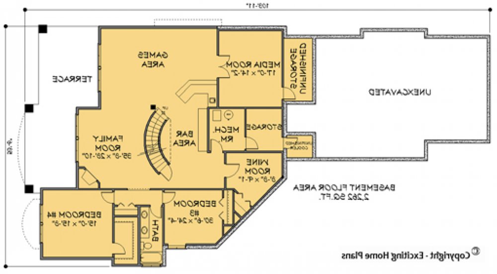 House Plan E1171-10  Lower Floor Plan REVERSE