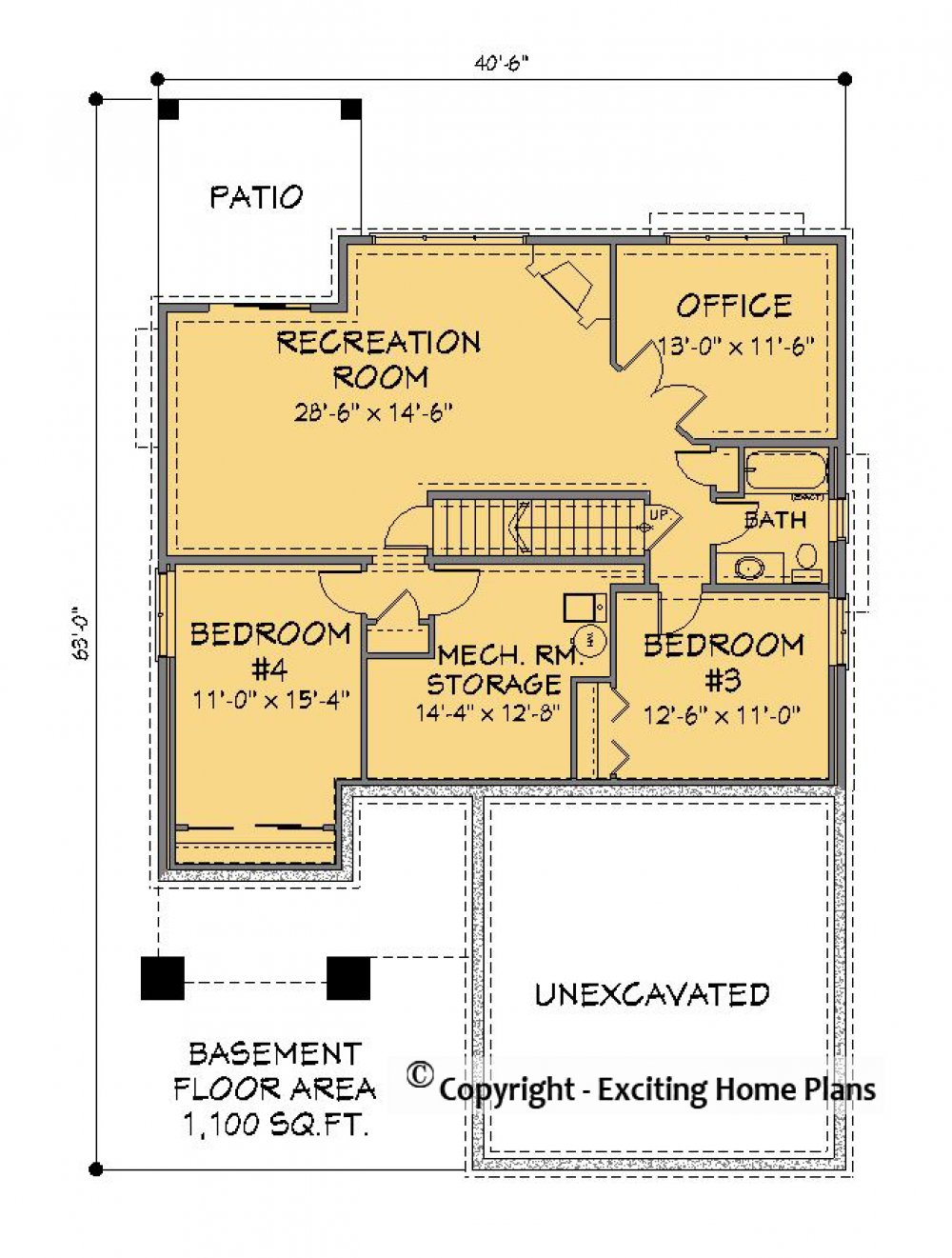 House Plan E1594-10 Lower Floor Plan