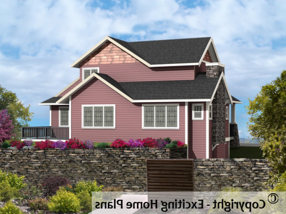 House Plan E1323-10 Rear 3D View REVERSE