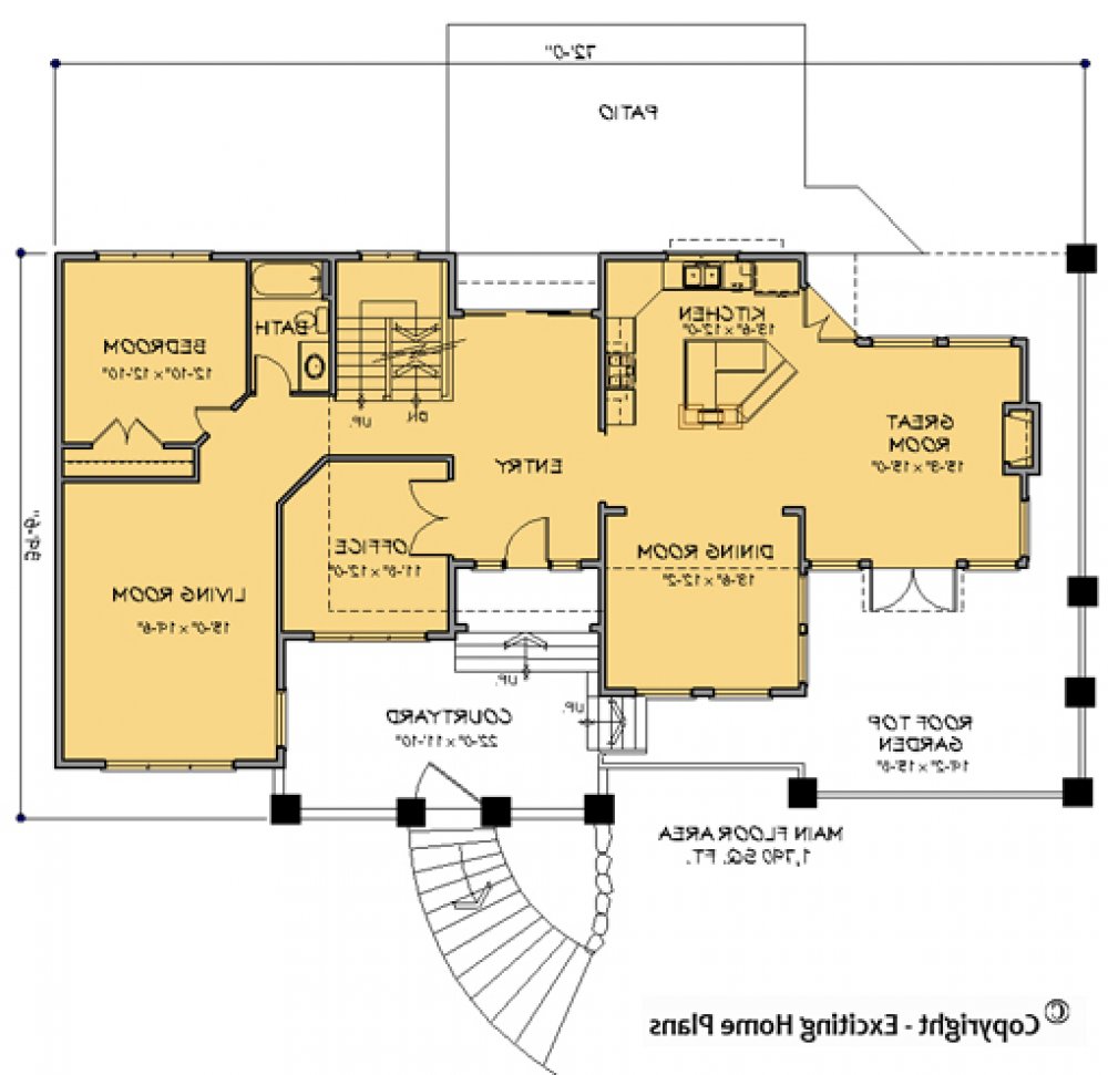 House Plan E1089-10 Main Floor Plan REVERSE
