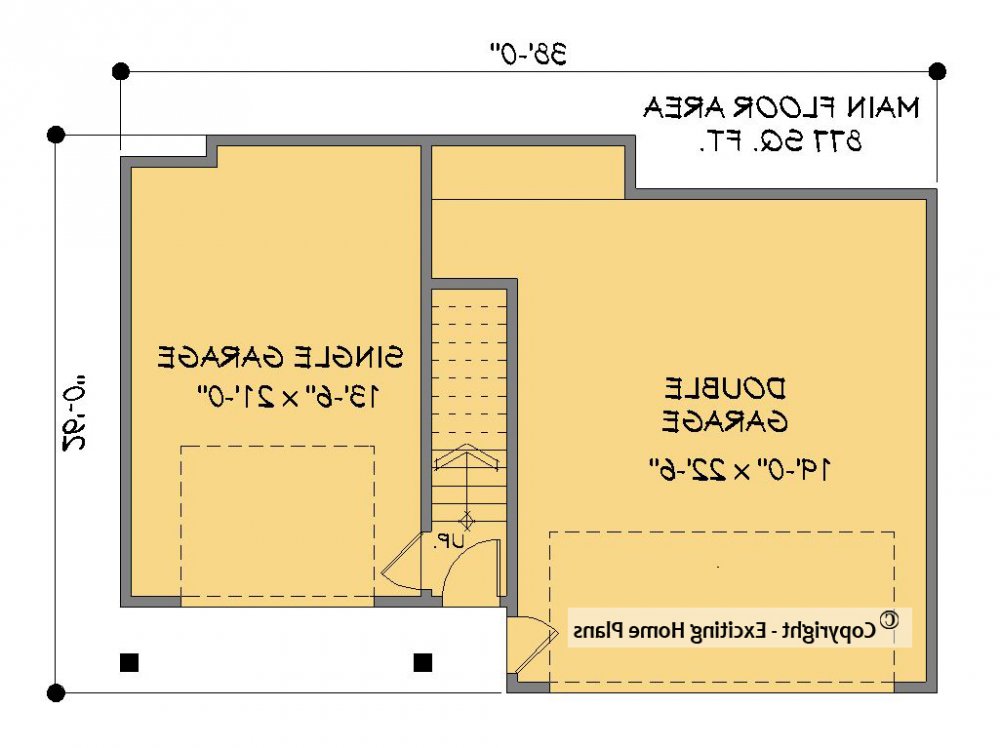 House Plan E1301-10 Garage Floor Plan REVERSE