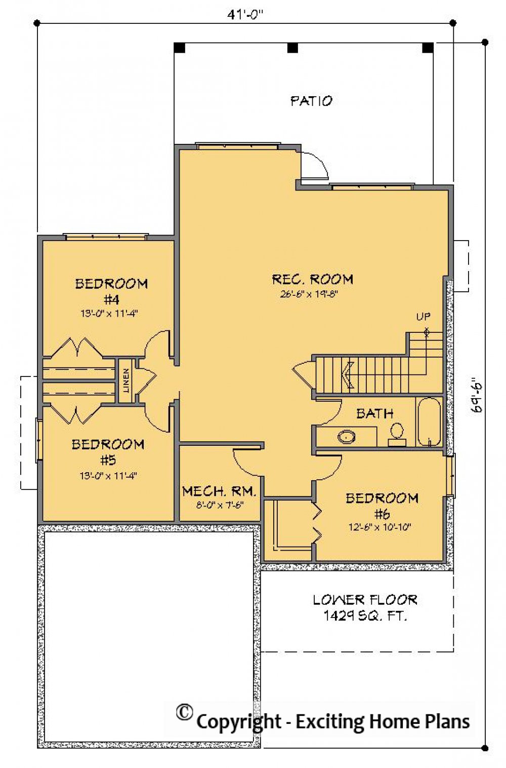 House Plan E1461-10  Lower Floor Plan