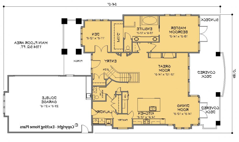 House Plan E1385-10 Main Floor Plan REVERSE