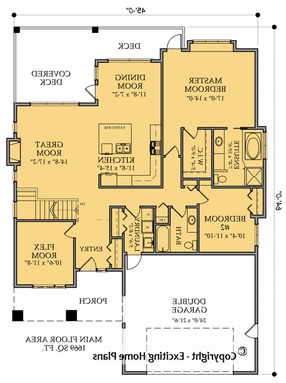 House Plan E1002-10M2 Main Floor Plan REVERSE