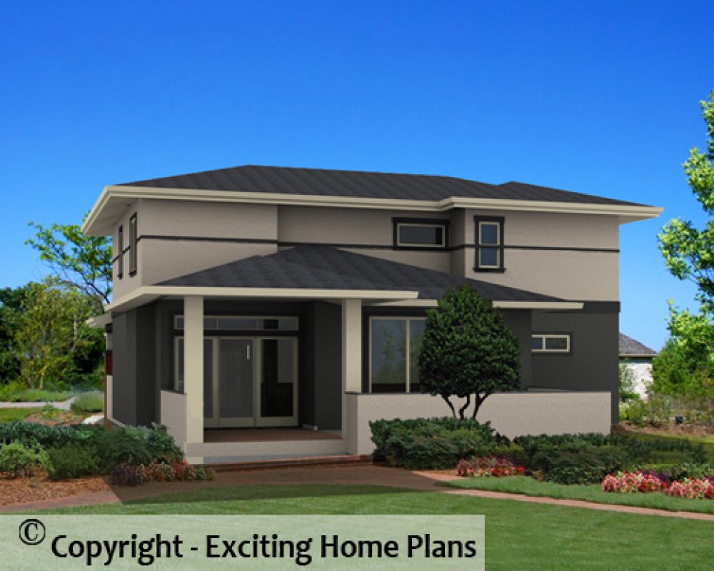 House Plan E1307-10 REAR 3D View