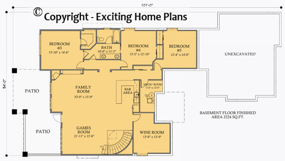 House Plan E1037-10 Lower Floor Plan