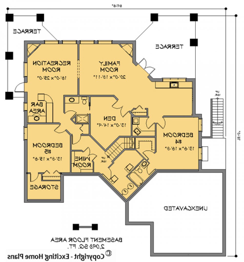 House Plan E1109-10 Lower Floor Plan REVERSE