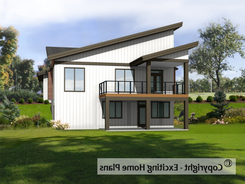 House Plan E1601-10M Rear 3D View REVERSE