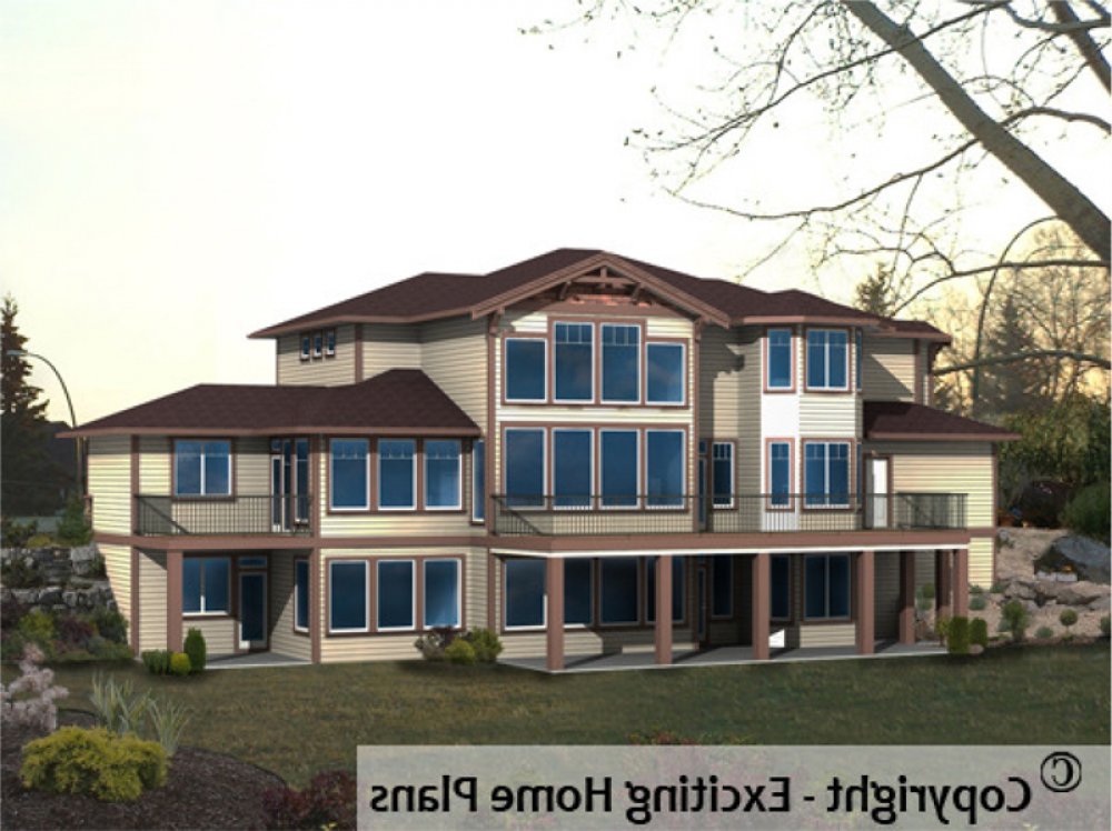 House Plan E1073-10 Rear 3D View REVERSE