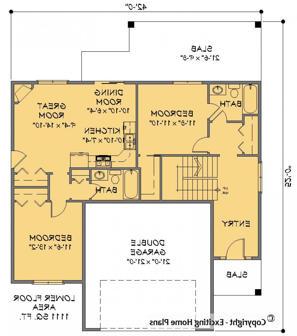 House Plan E1294-10 Lower Floor Plan REVERSE