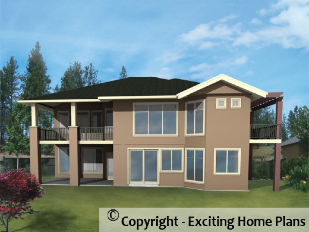 House Plan E1105-10 Rear 3D View