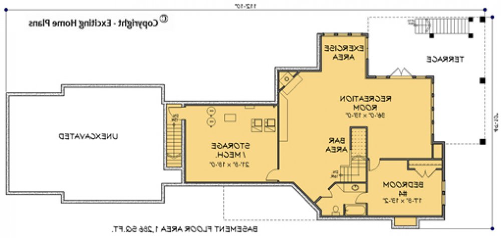 House Plan E1101-10  Lower Floor Plan REVERSE