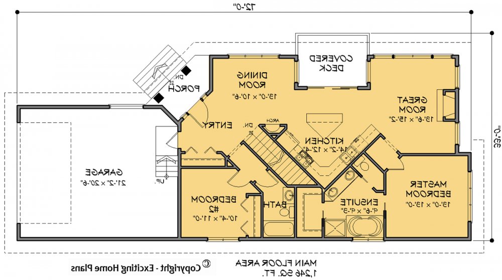 House Plan E1534 -10 Main Floor Plan REVERSE