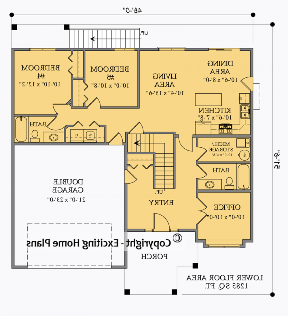 House Plan E1009-10 Lower Floor Plan REVERSE