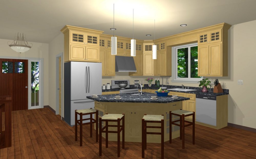 House Plan E1300-10 Interior Kitchen 3D Area