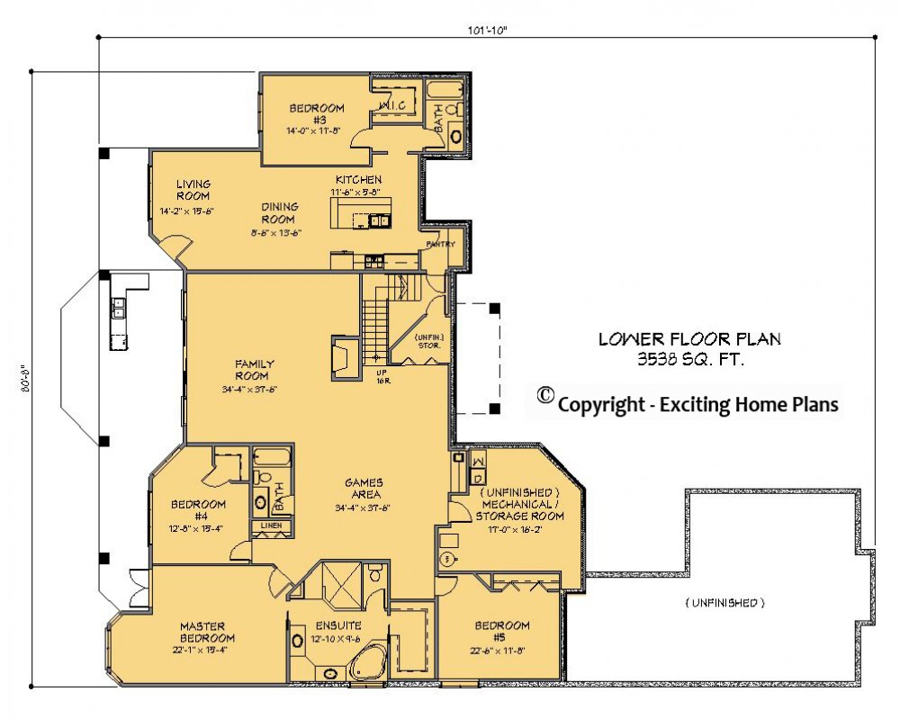 House Plan E1484-10 Lower Floor Plan