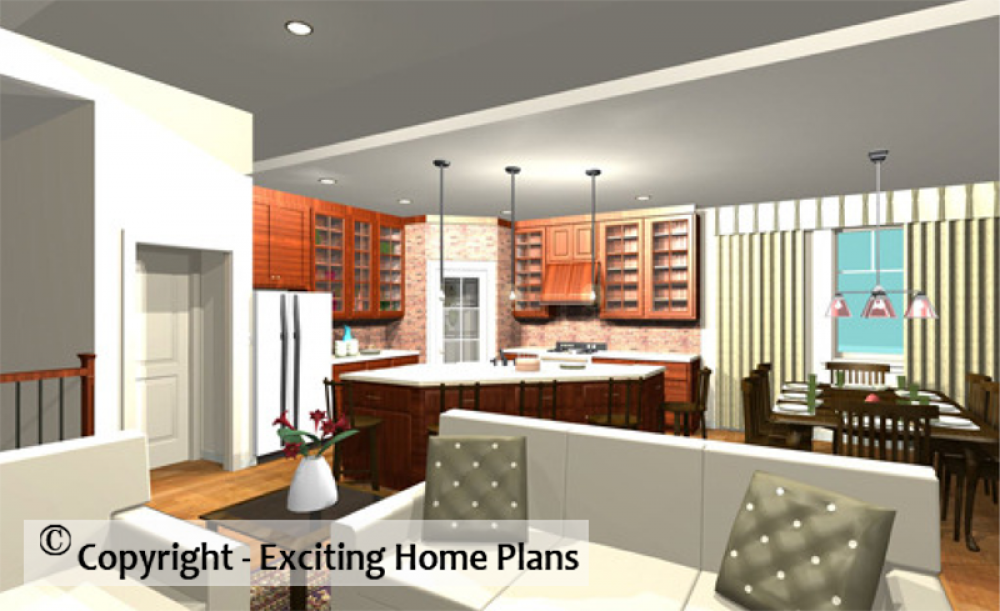 House Plan E1028-10  Interior Living Area 3D Area