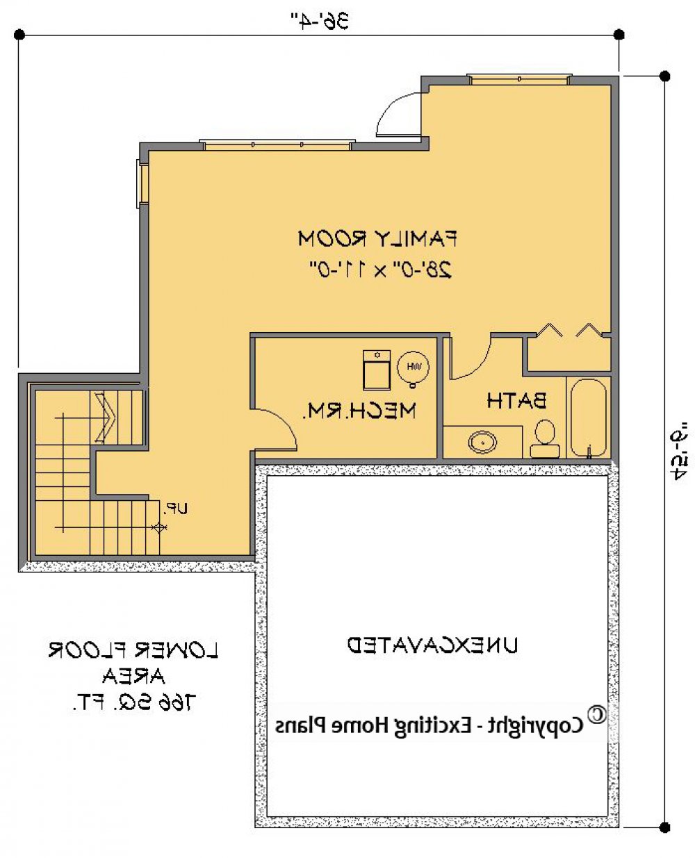 House Plan E1499-10 Lower Floor Plan REVERSE