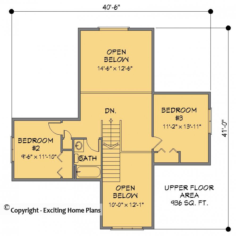 House Plan E1196-10  Upper Floor Plan