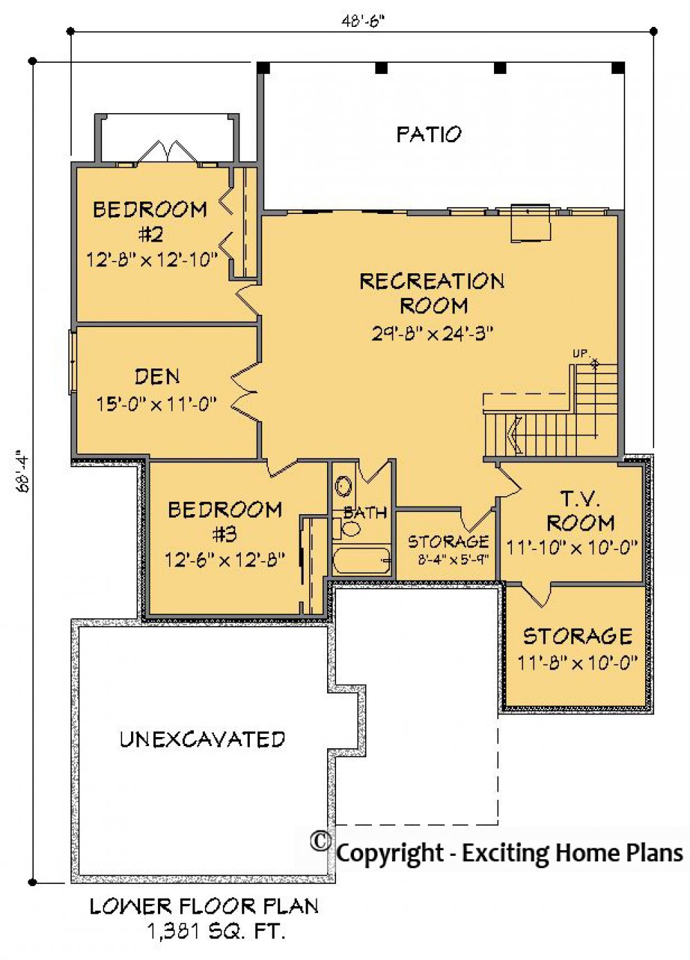 House Plan E1409-10 Lower Floor Plan