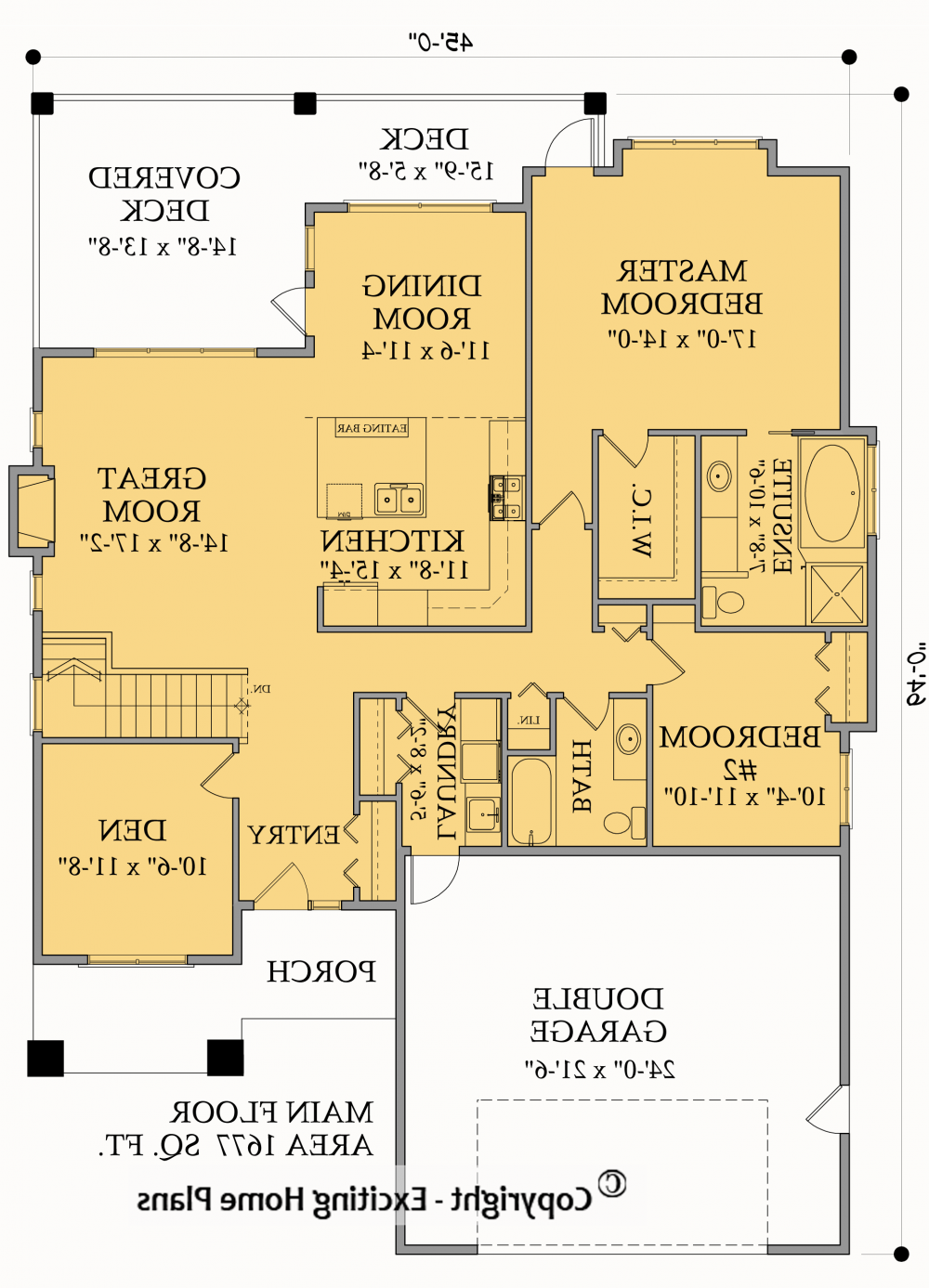 House Plan E1002-10 Main Floor Plan REVERSE