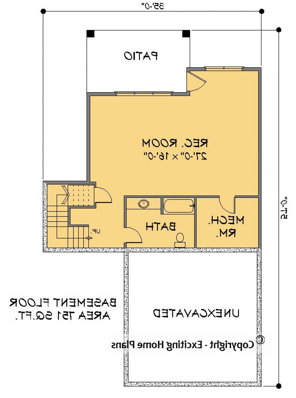 House Plan E1495-10 Lower Floor Plan REVERSE