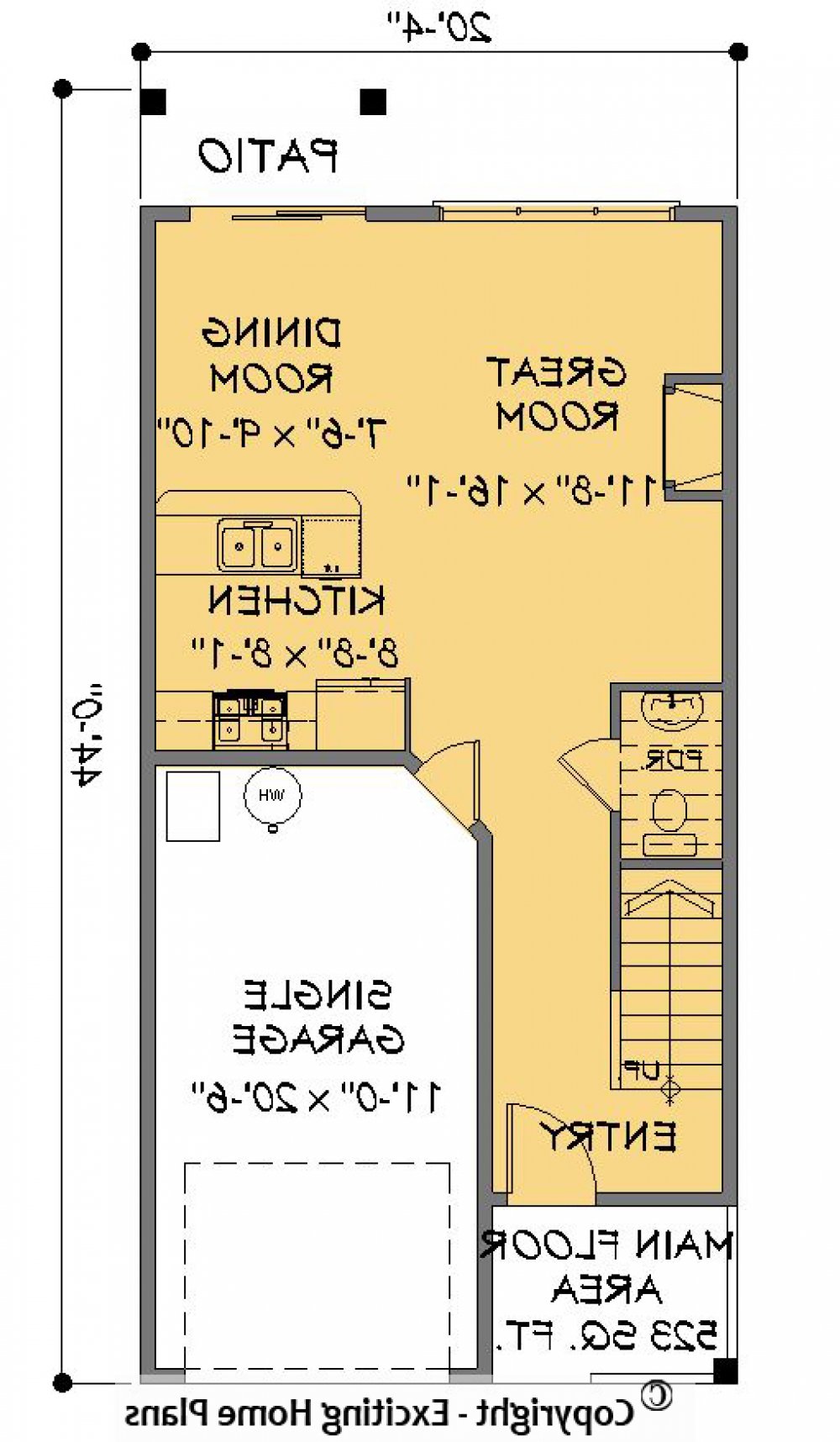 House Plan E1530-10 Main Floor Plan REVERSE
