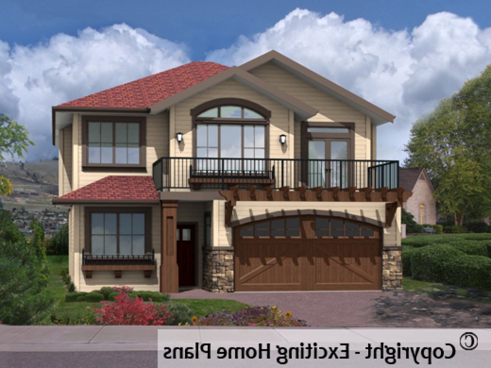 House Plan E1541-10 Front 3D View REVERSE