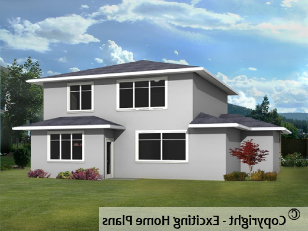House Plan E1212-10 Rear 3D View REVERSE