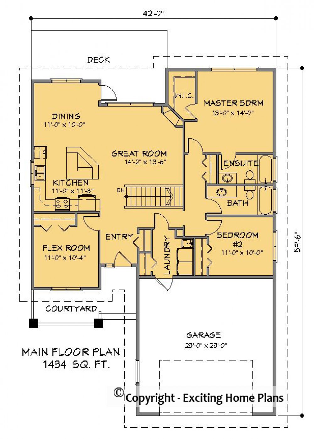 House Plan E1300-10 Main Floor Plan
